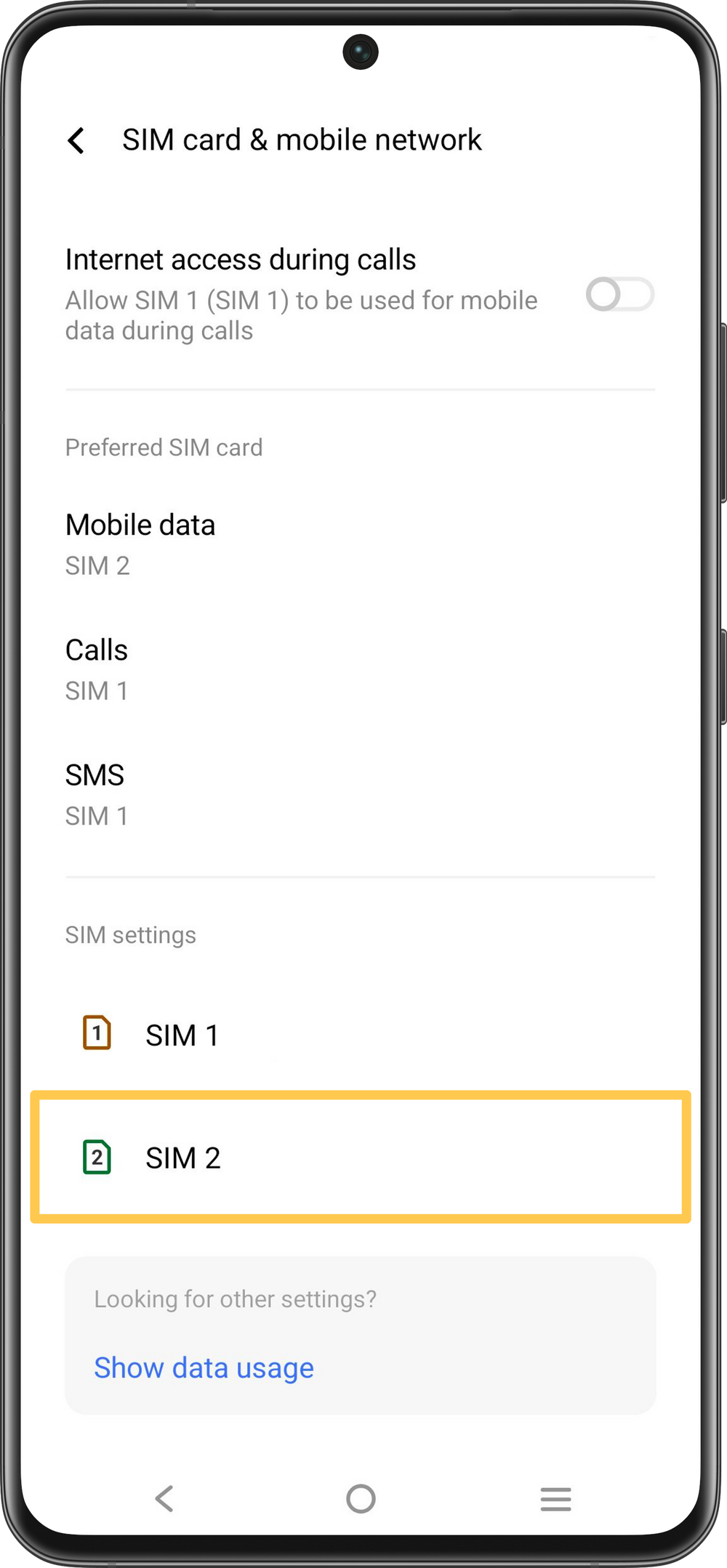Open Mars eSIM Card Settings