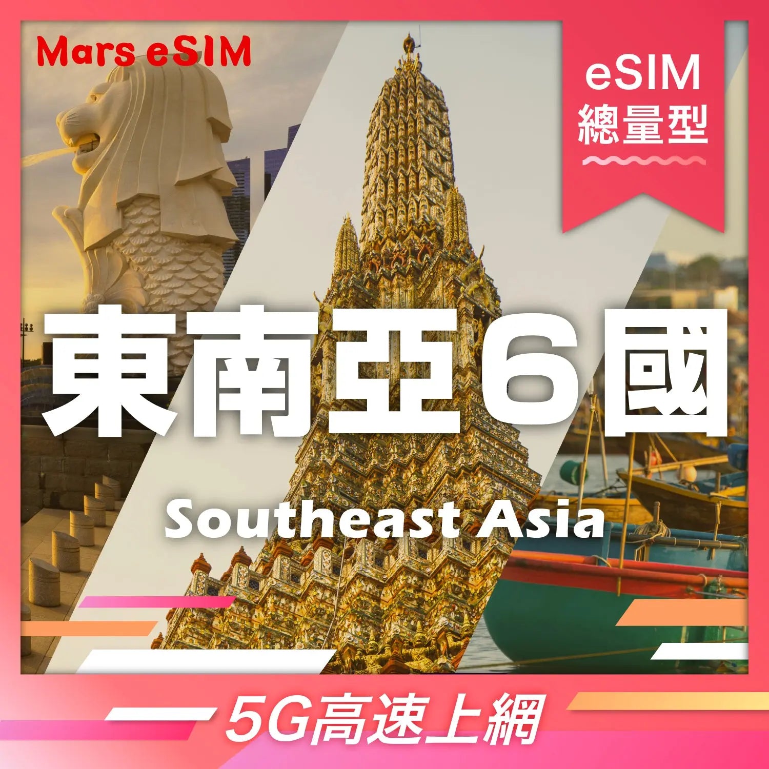 東南亞 6 國 eSIM|5G 高速上網【總量型】 Mars eSIM