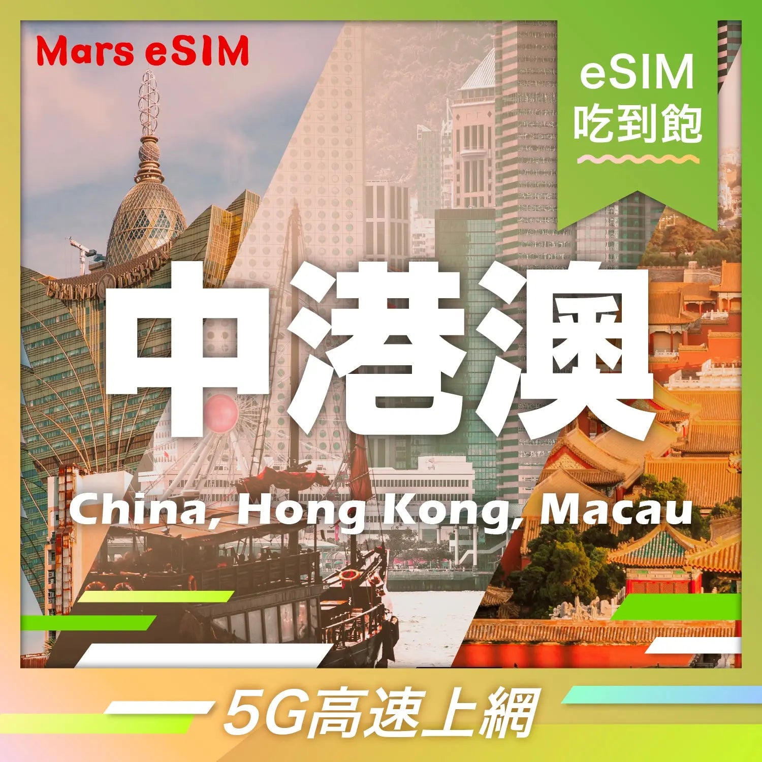 中港澳 eSIM|免翻牆 5G 高速上網【吃到飽】 Mars eSIM