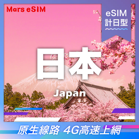 日本 eSIM｜原生線路 4G 高速上網【計日型】