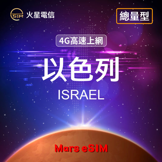火星電信eSIM 4G高速上網以色列旅遊上網卡